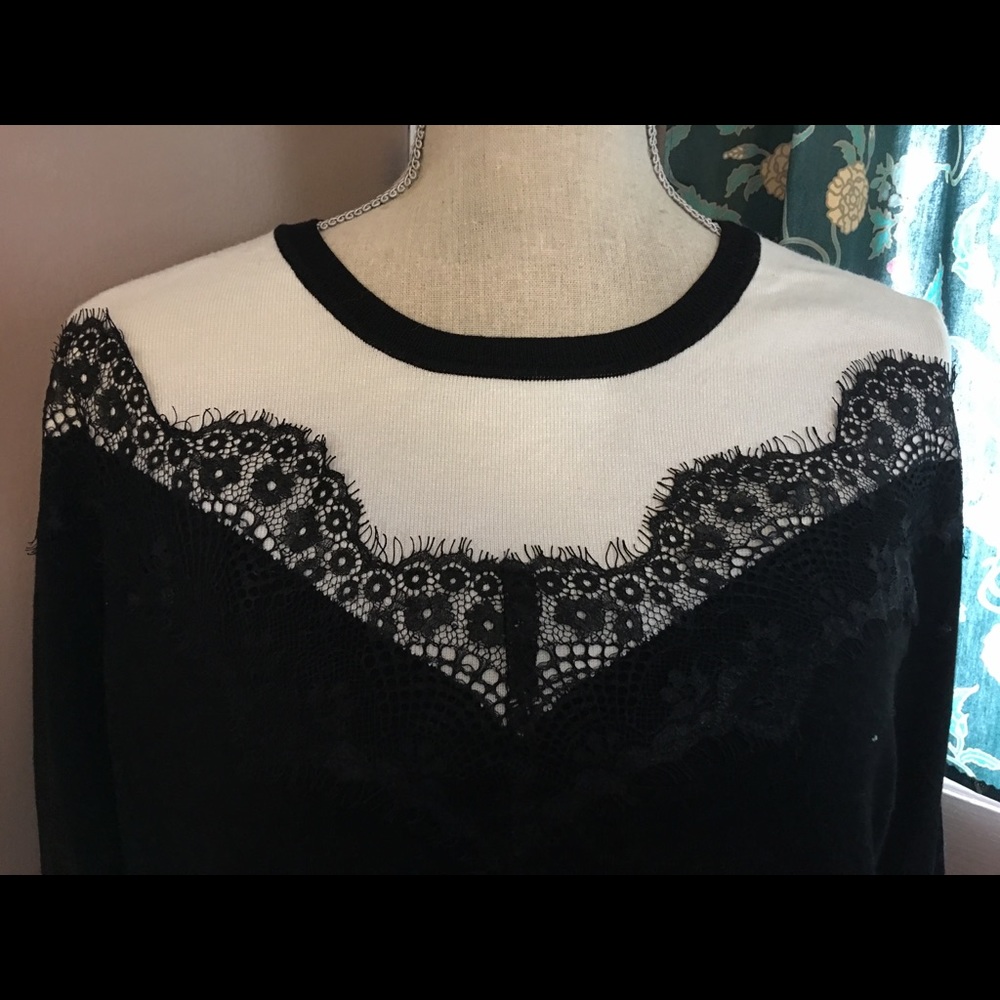 Lane Bryant Black and White Lace Sweater - Picture 3 of 6
